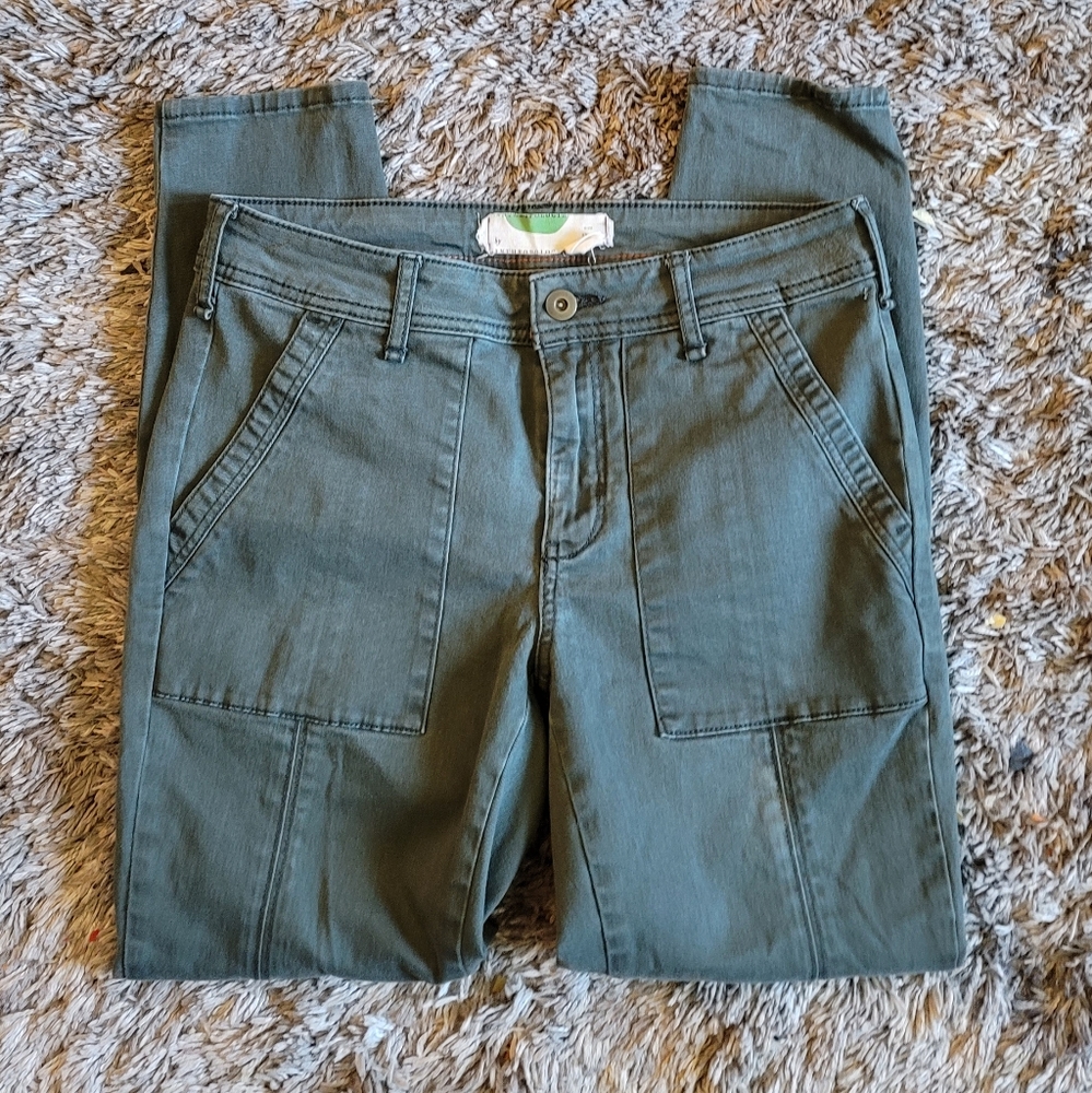 Anthropologie Olive Green Utility Style Skinny Pants 26 - Picture 2 of 9